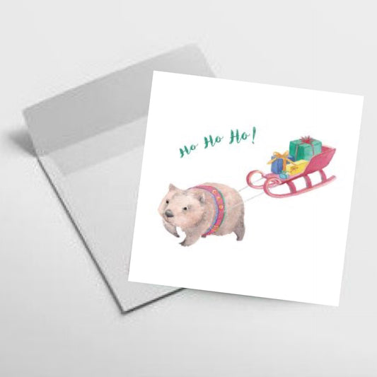 NUOVO - "WOMBAT DELIVERY" SMALL SQUARE CHRISTMAS CARD