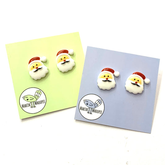 MAKIN' WHOOPEE - "Retro Santas" STATEMENT CHRISTMAS BUTTON STUDS