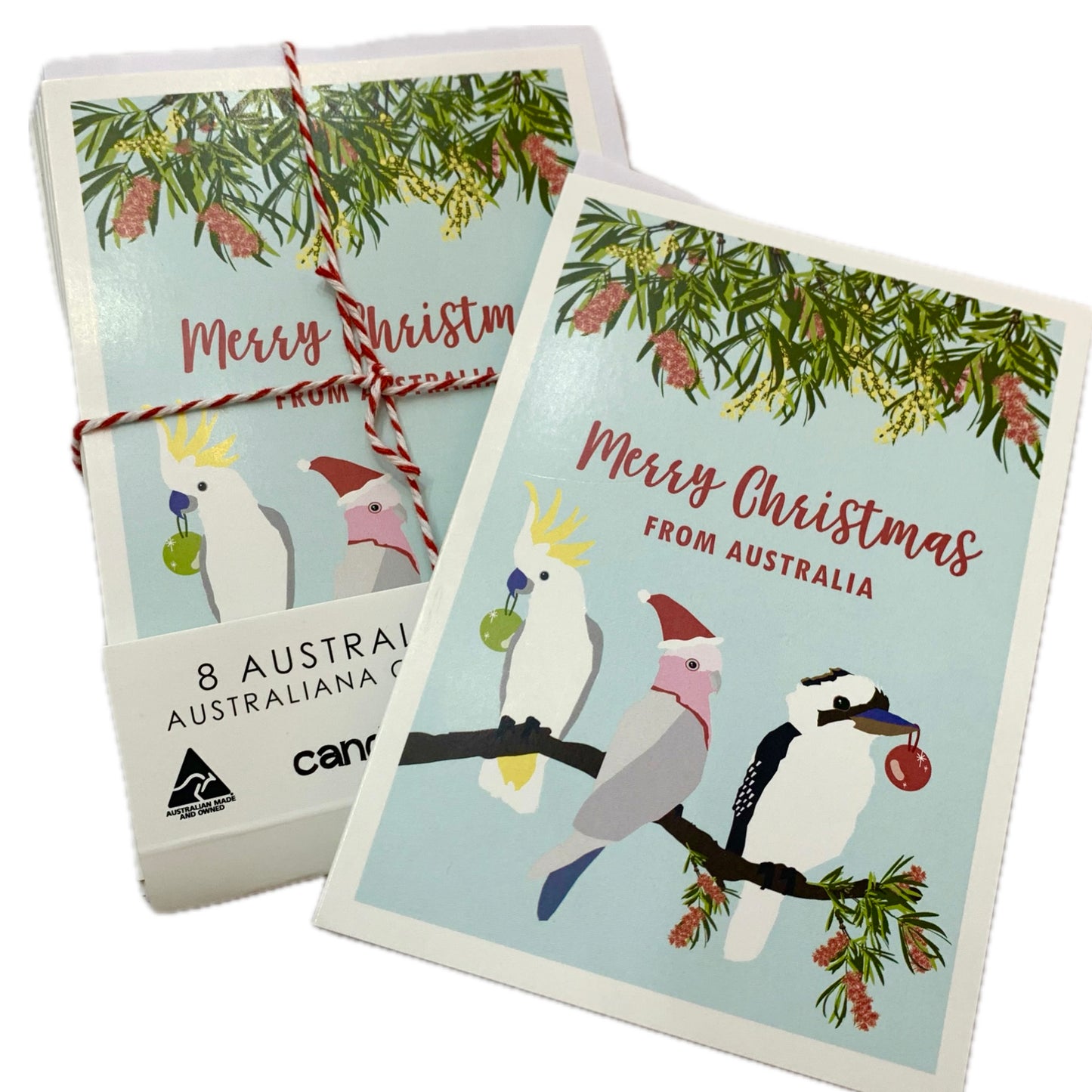 CANDLEBARK CREATIONS - "Christmas Birds" Australiana - 8 Pack of Cards