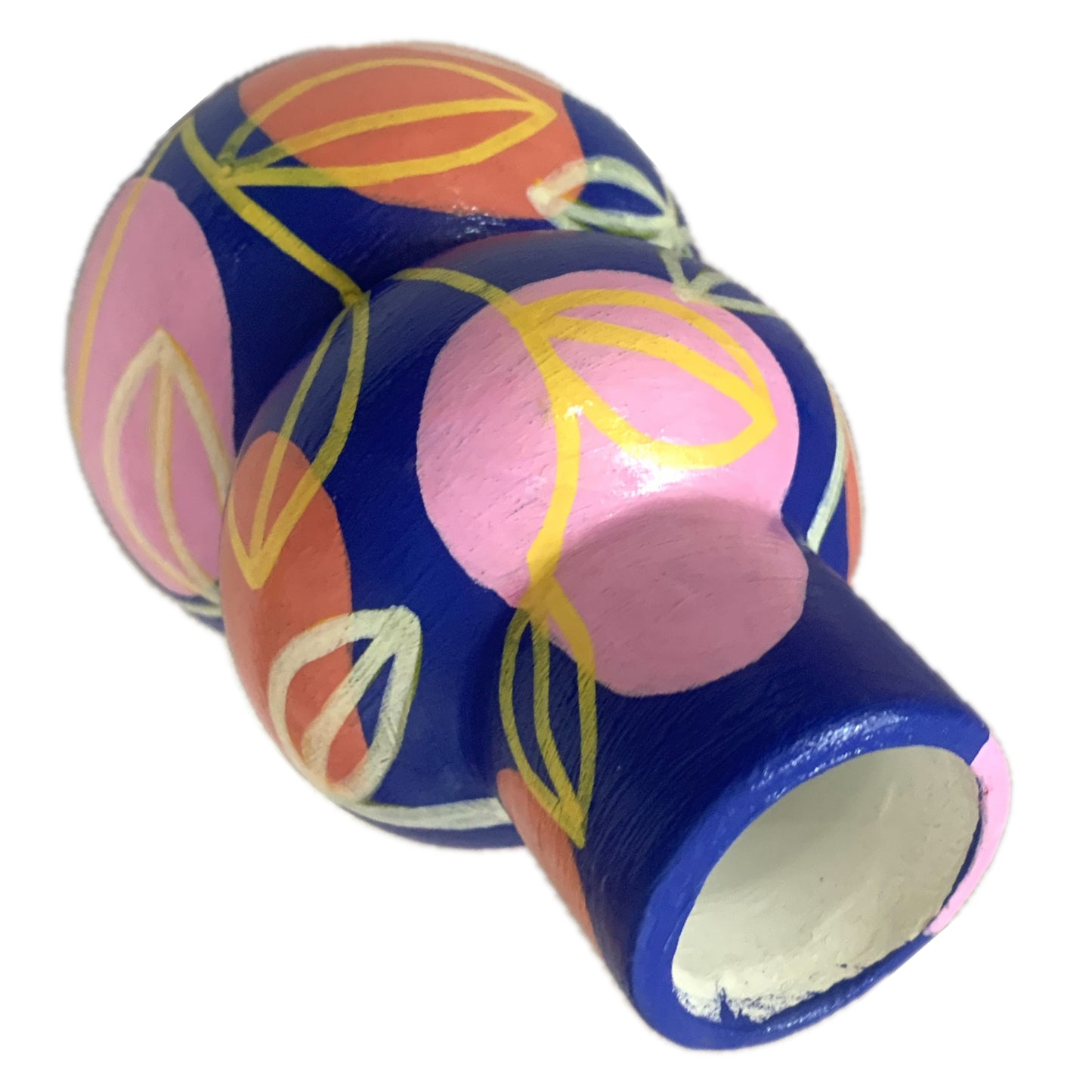 THIS BIRD HAS FLOWN - Small Vine Vase- Blue, Pink, Peach & Yellow- Decorative Only