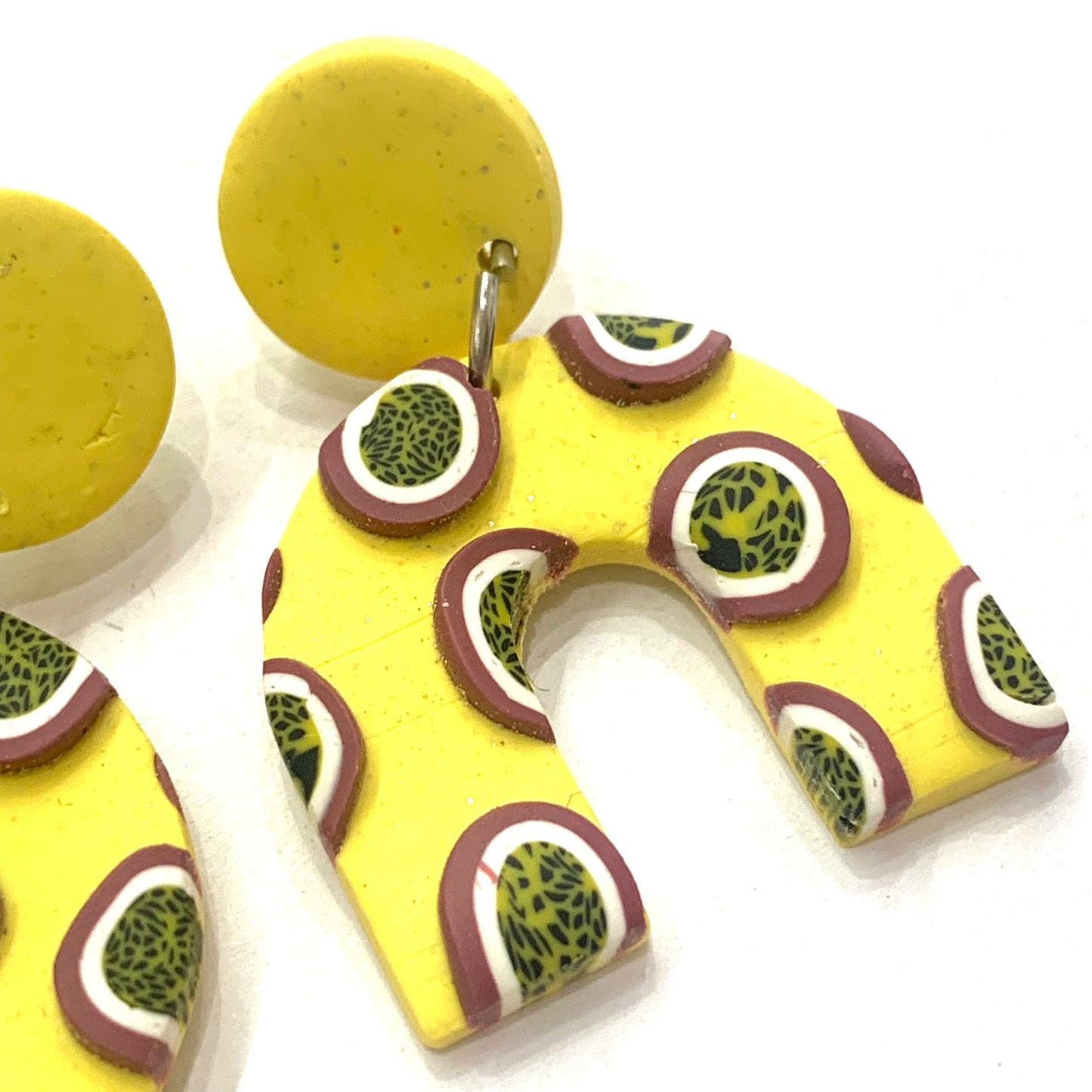 CRAFTED BY COURTNEY- Circle & Arch Dangles- Yellow & Passionfruit