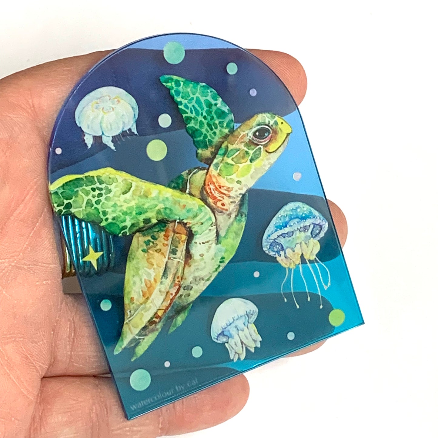 WATERCOLOURS BY CAT- Turtle- Australian Marine Animal Art Magnet