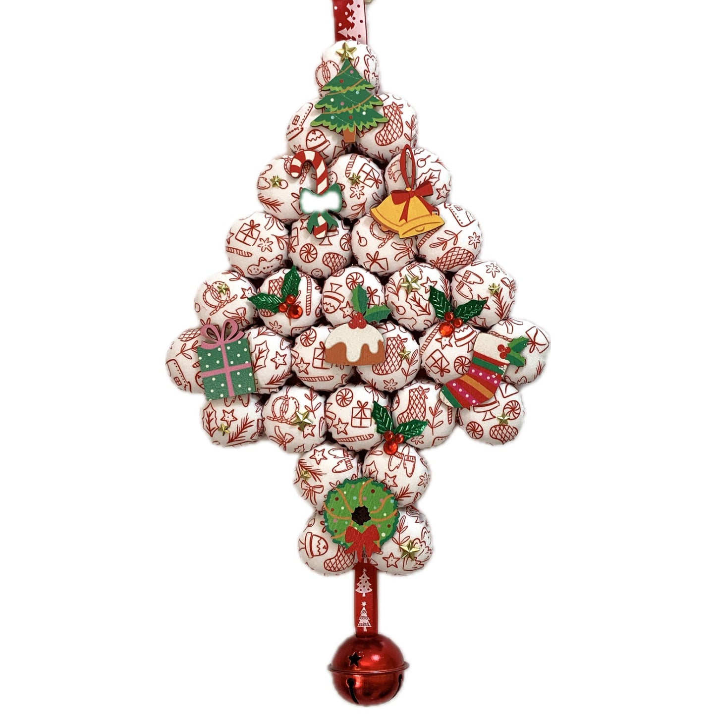 MUMMA WHOOPEE- "Merry & Bright"- SMALL BOTTLE TOP CHRISTMAS TREE WALL HANGING