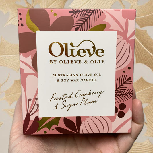 OLIEVE AND OLIE- Frosted Cranberry & Sugar Plum- Christmas Candle- Red