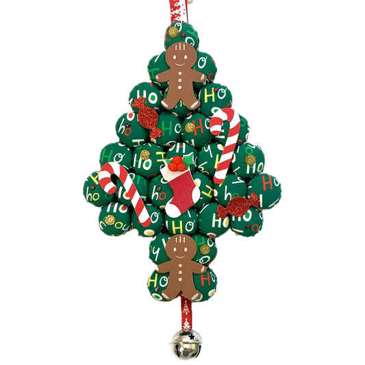 MUMMA WHOOPEE- "HO HO HO TREE"- SMALL BOTTLE TOP CHRISTMAS TREE WALL HANGING