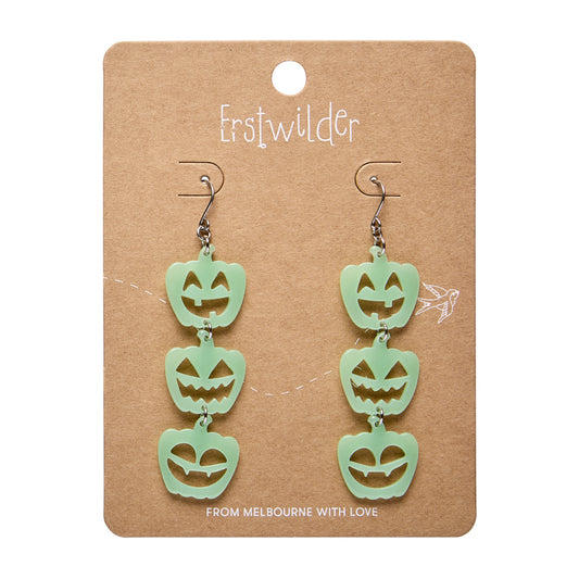ERSTWILDER - Pumpkin Triple Drop Earrings: Glow in the Dark - HAUNTED AT HEART- HALLOWEEN COLLECTION