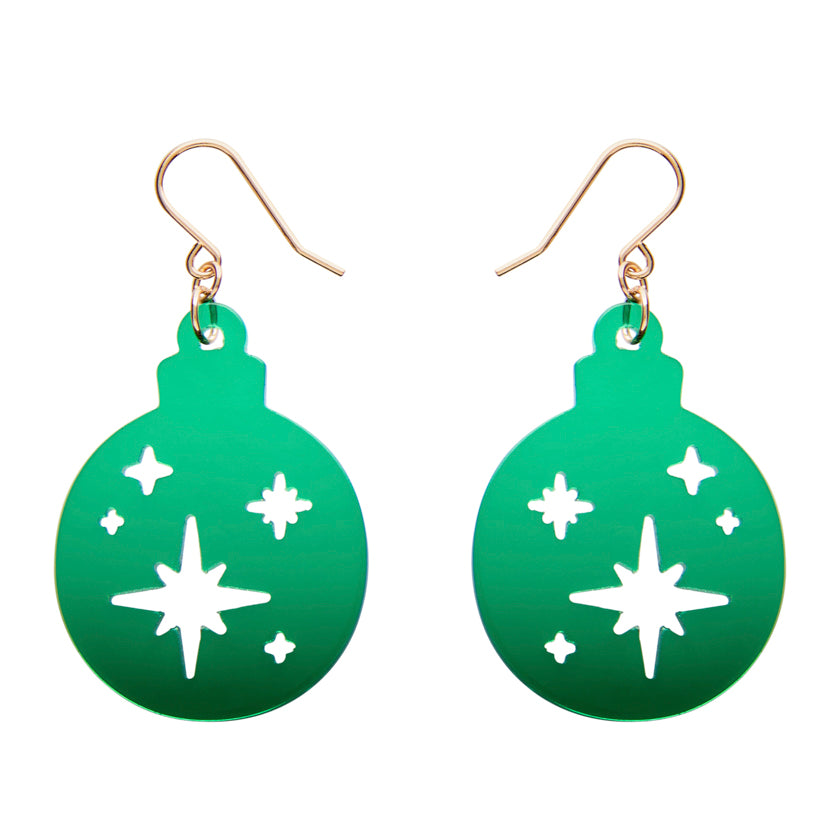 ERSTWILDER - Round Bauble Drop Earrings Green - Merry Menagerie- CHRISTMAS COLLECTION