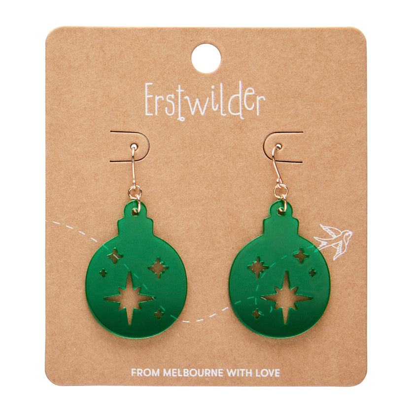 ERSTWILDER - Round Bauble Drop Earrings Green - Merry Menagerie- CHRISTMAS COLLECTION