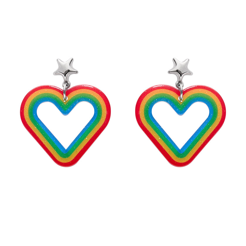 ERSTWILDER - Heart Rainbow Stud Drop Earrings - RAINBOW BRITE COLLECTION