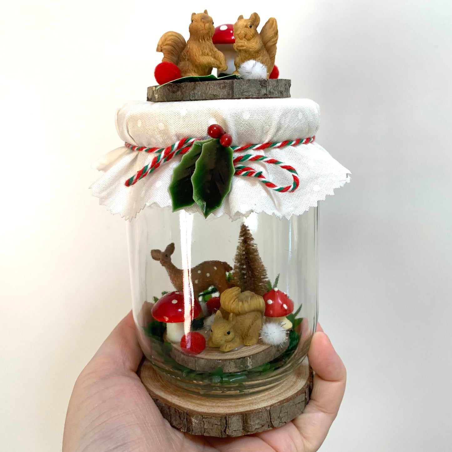 THIS BIRD HAS FLOWN- Christmas Jar Decoration- Medium Woodland Squirrels