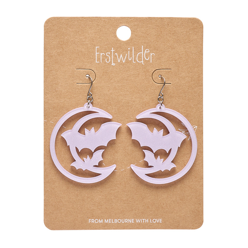 ERSTWILDER - Moon & Bats Drop Earrings - Purple - Midnight Mischief