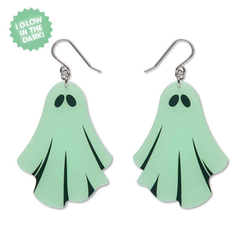 ERSTWILDER - Ghostie Drop Earrings - Glow In The Dark - Midnight Mischief