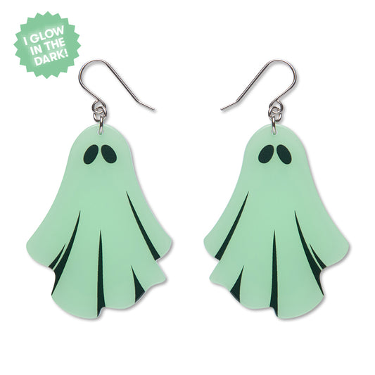 ERSTWILDER - Ghostie Drop Earrings - Glow In The Dark - Midnight Mischief