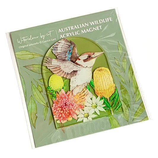 WATERCOLOURS BY CAT- Kookaburra- Australian Bird Art Magnet