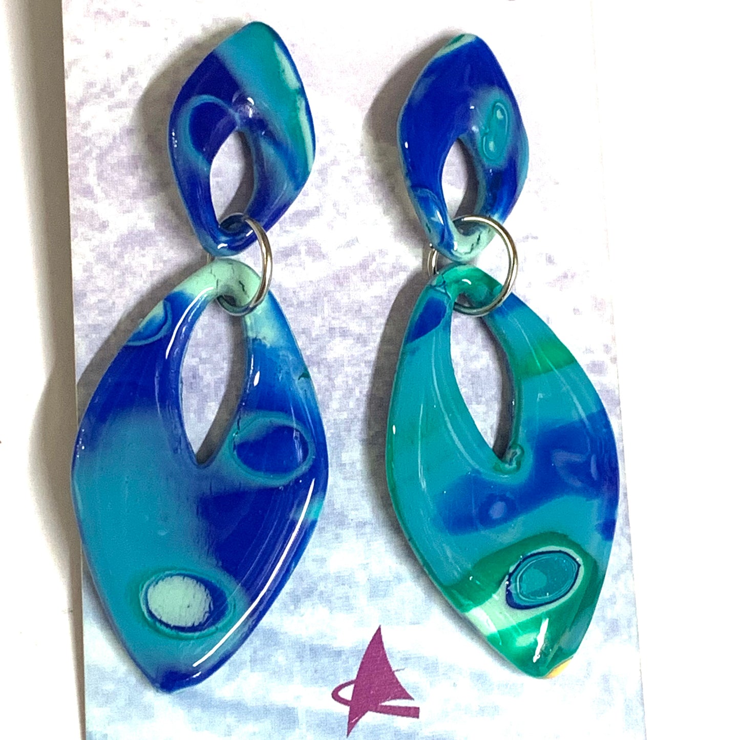 Sailvie Creations - Ocean Double Elipse Stud Top Dangle Earrings