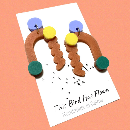 THIS BIRD HAS FLOWN - “Memphis- Rust” DANGLE EARRINGS