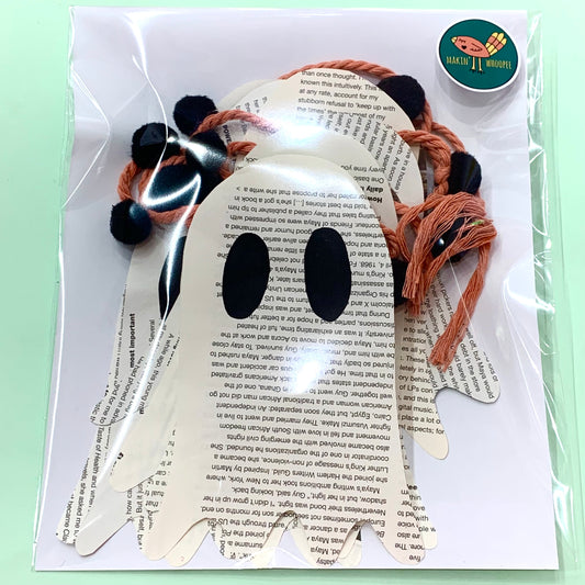 MAKIN' WHOOPEE - LARGE HALLOWEEN BUNTING- Recycled Paper- All Typo with Black Pom Poms