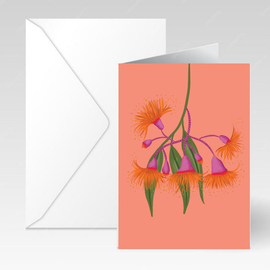 NUOVO - "Peach Gum Flowers" Greeting Card- by Emma Whitelaw