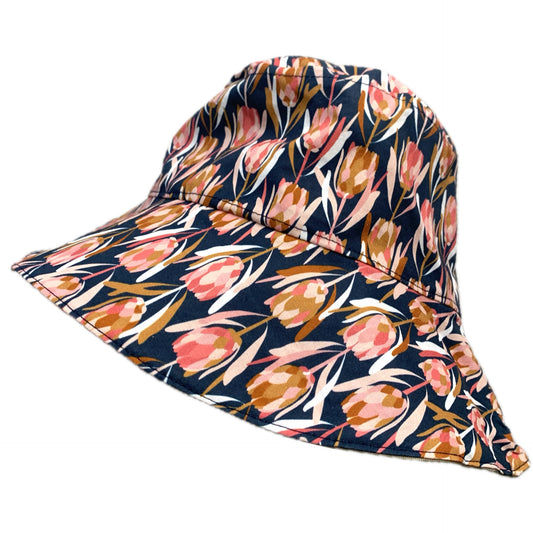 Teacups n Quilts- Protea Fabric Hat- Adult Size