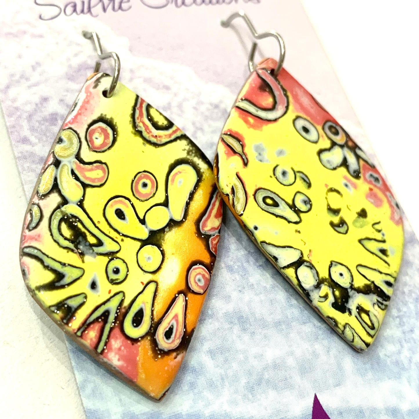 Sailvie Creations - Lava Diamond Hook Dangle Earrings