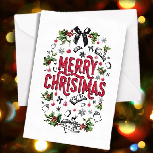 NOOK & BURROW- "Merry Bookish Christmas"- Christmas Card