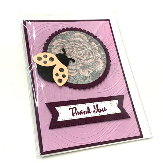 PAPER POSSUM- Lady Bug Thank You- HANDMADE GREETING CARD