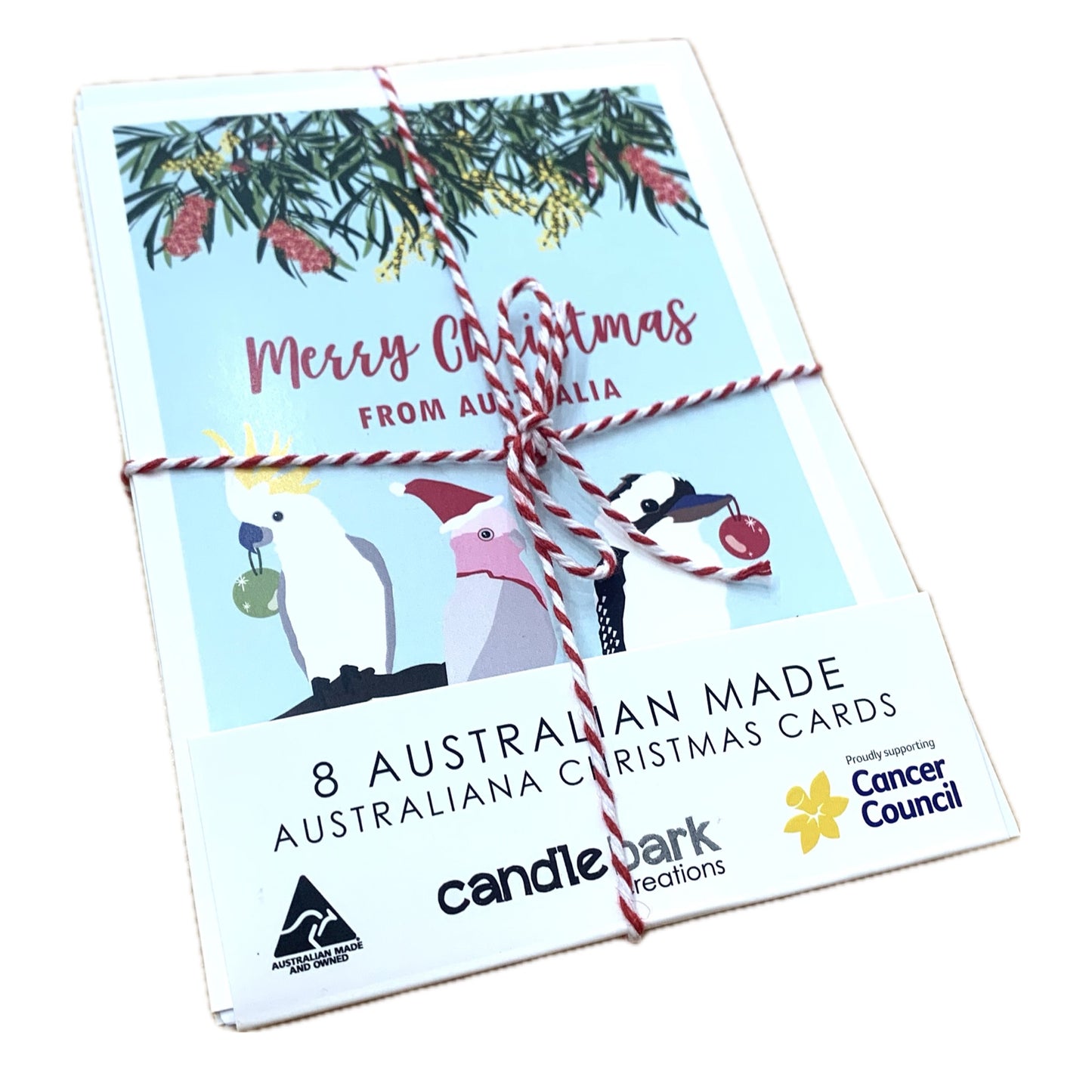 CANDLE BARK CREATIONS - "Christmas Birds" Australiana - 8 Pack of Cards