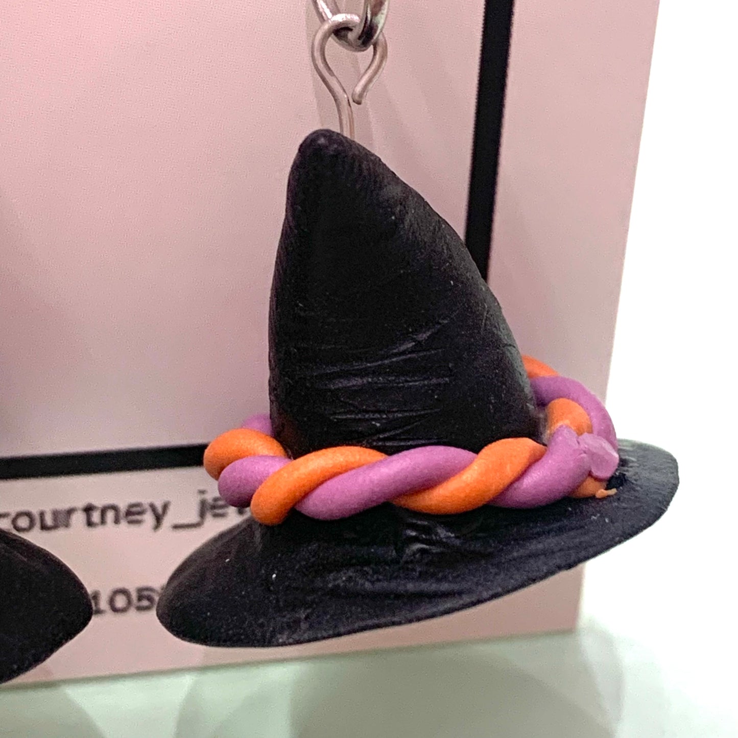 CRAFTED BY COURTNEY- Handmade Witches Hat Polymer Clay Earrings