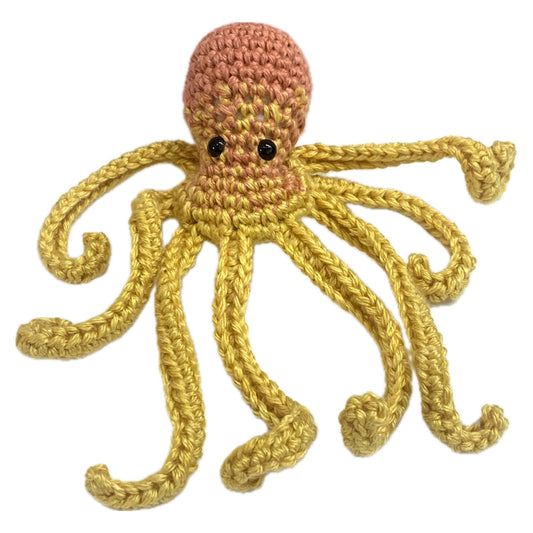 BEAKNITS- CROCHETED OCTOPUS - Ombre Yellow with Peach Head