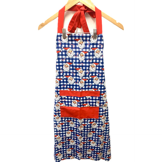MUMMA WHOOPEE - "BLUE CHECK SANTAS" Apron