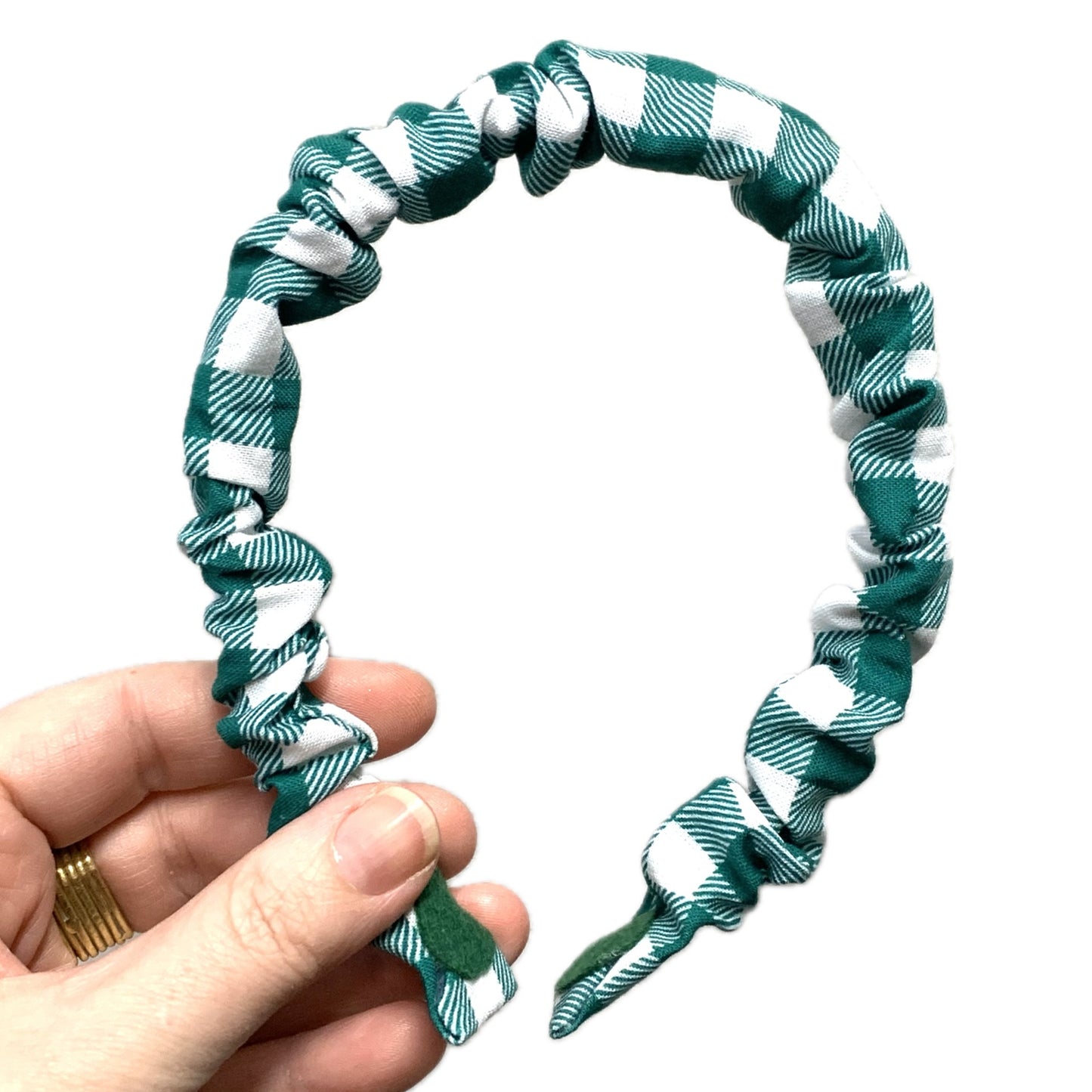 MAKIN WHOOPEE - SMALL CHRISTMAS SCRUNCHIE HEADBANDS- Green Gingham