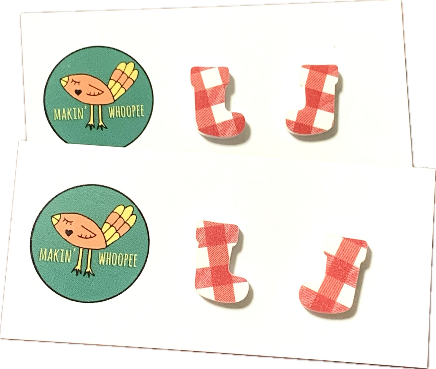 MAKIN' WHOOPEE - "Plaid Stockings" CHRISTMAS STUDS
