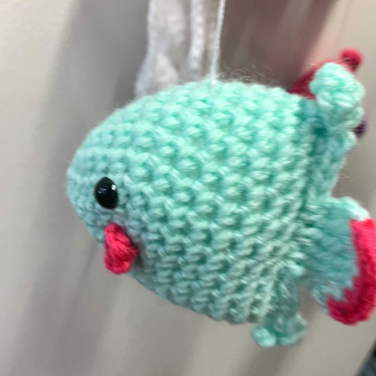 BEAKNITS- CROCHETED UNDER THE SEA MOBILE #4- Blue Ring with Pink Octopus