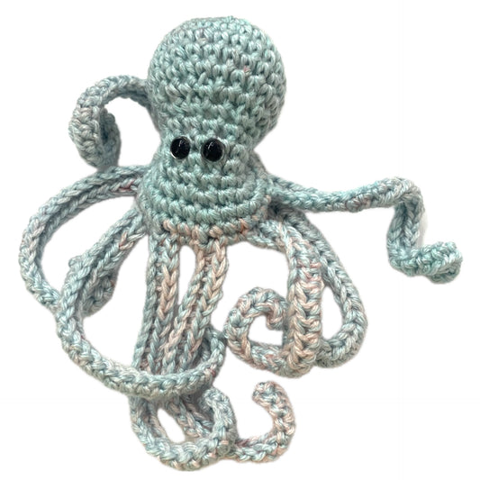 BEAKNITS- CROCHETED OCTOPUS - Pale Blue with Pink