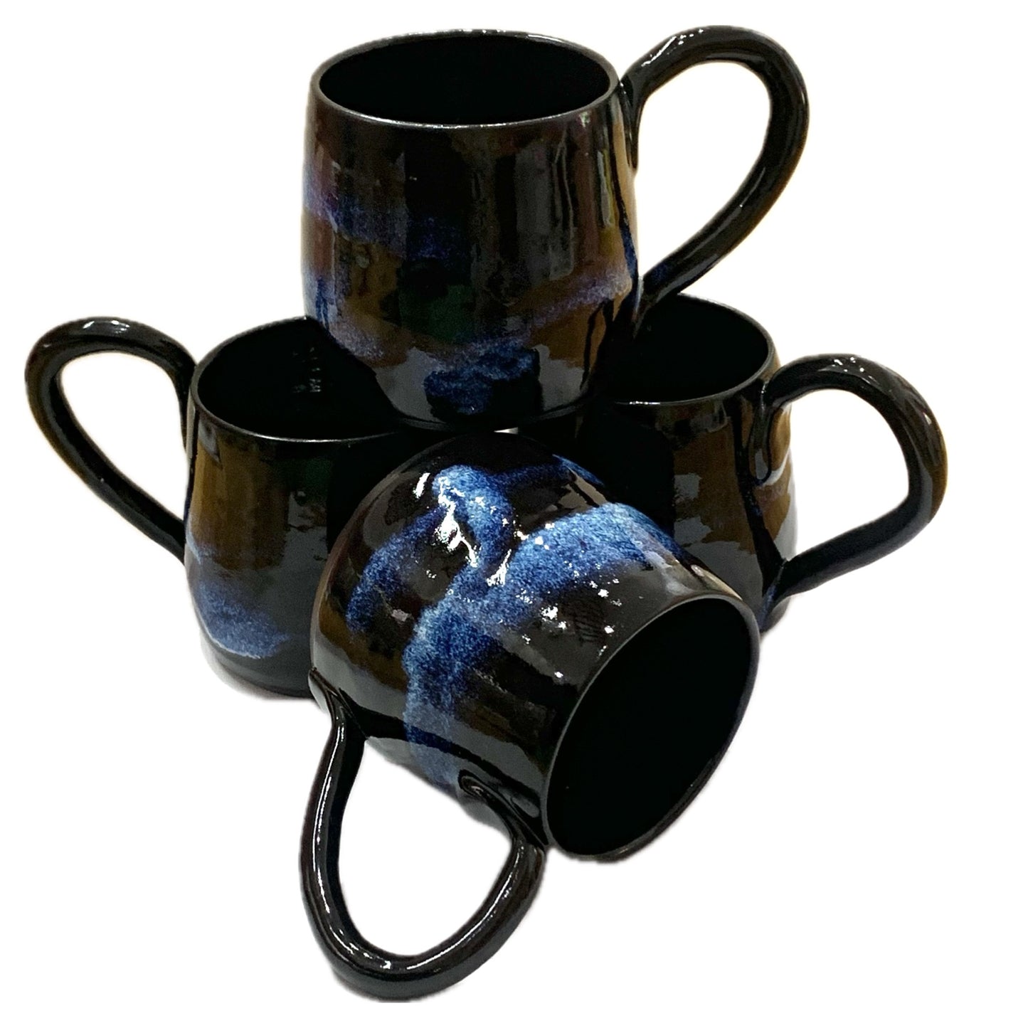 EARTH BY HAND- Black & Blue Glazed Mugs