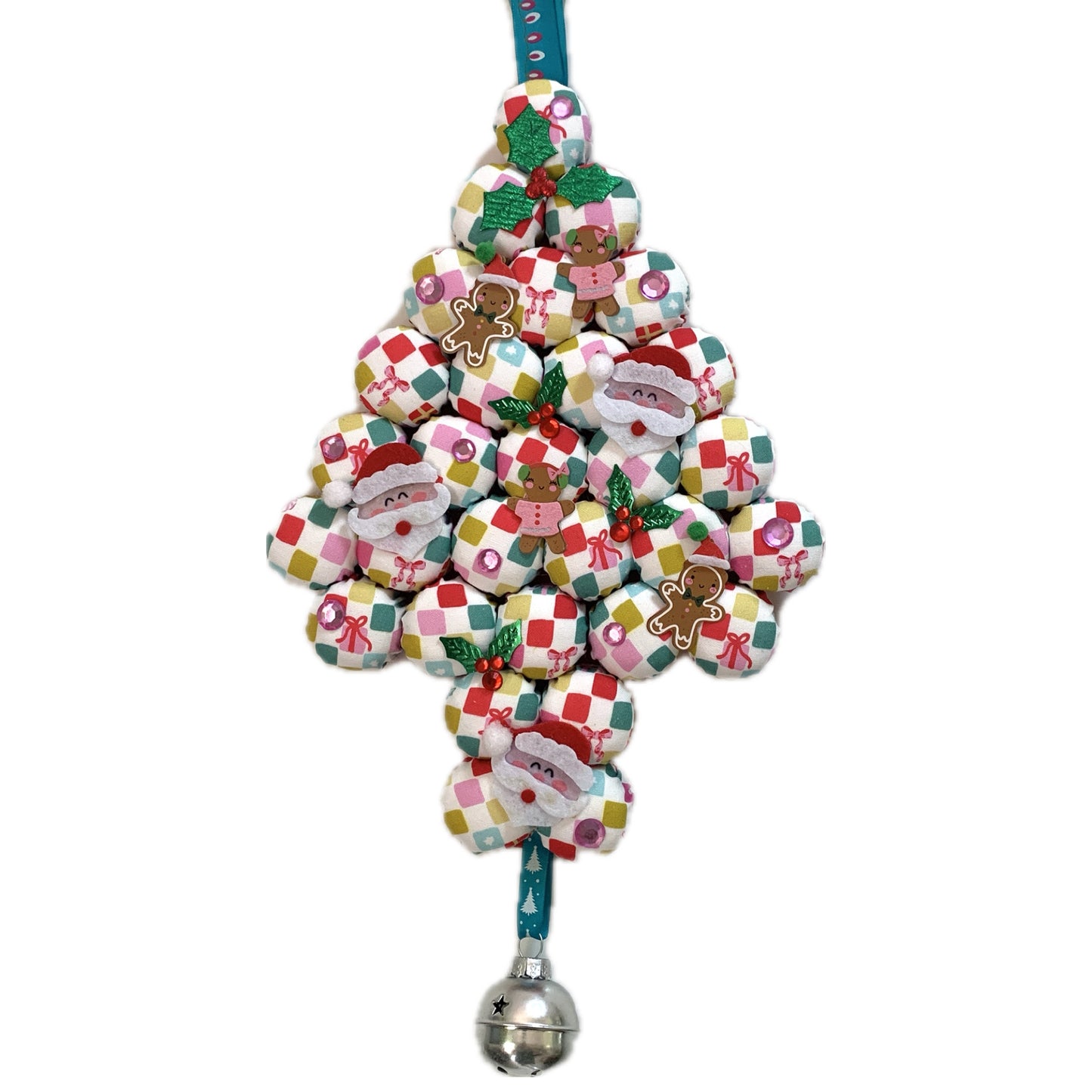 MUMMA WHOOPEE- "Sweet & Pink"- SMALL BOTTLE TOP CHRISTMAS TREE WALL HANGING