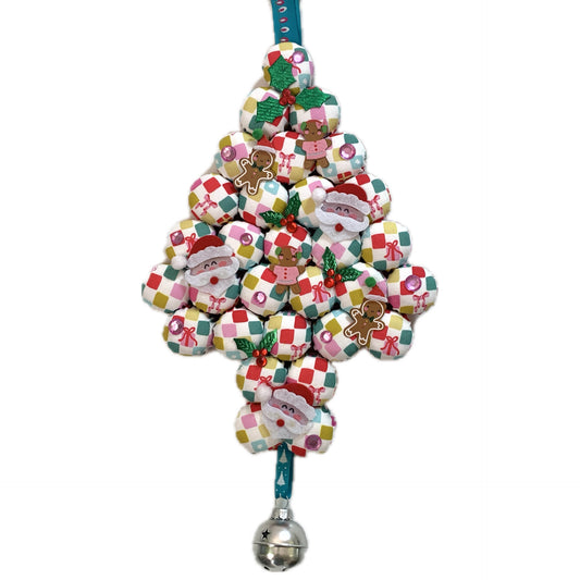 MUMMA WHOOPEE- "Sweet & Pink"- SMALL BOTTLE TOP CHRISTMAS TREE WALL HANGING