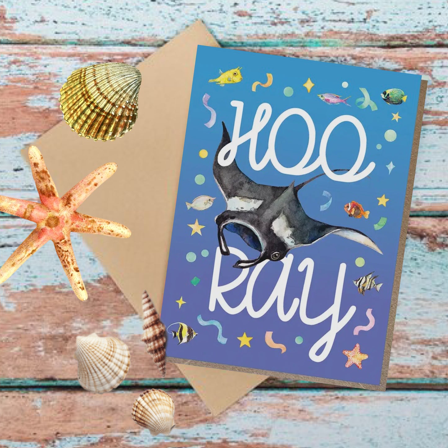 WATERCOLOURS BY CAT- "Hoo-Ray"- Greeting Card