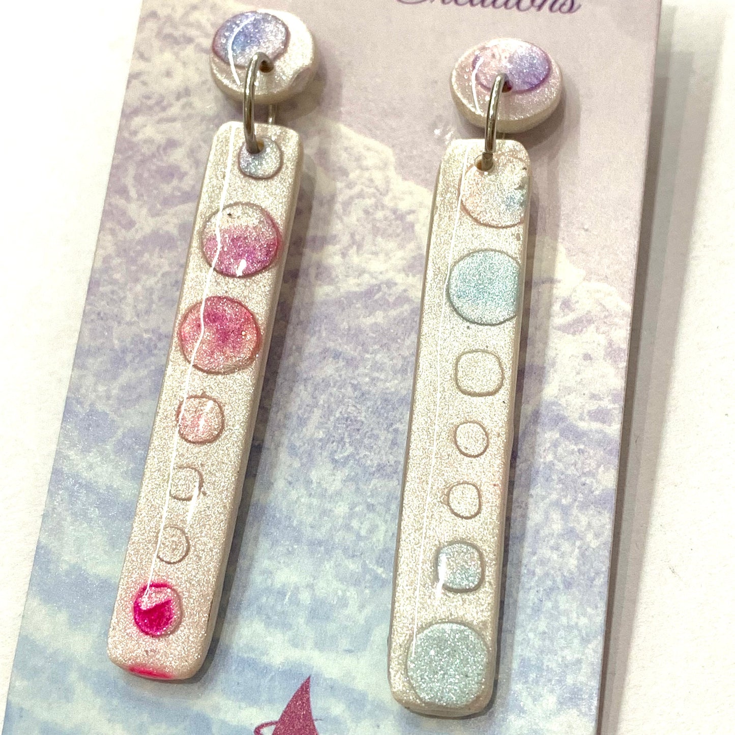 Sailvie Creations - Orbs Long Rectangle Stud Top Dangle Earrings