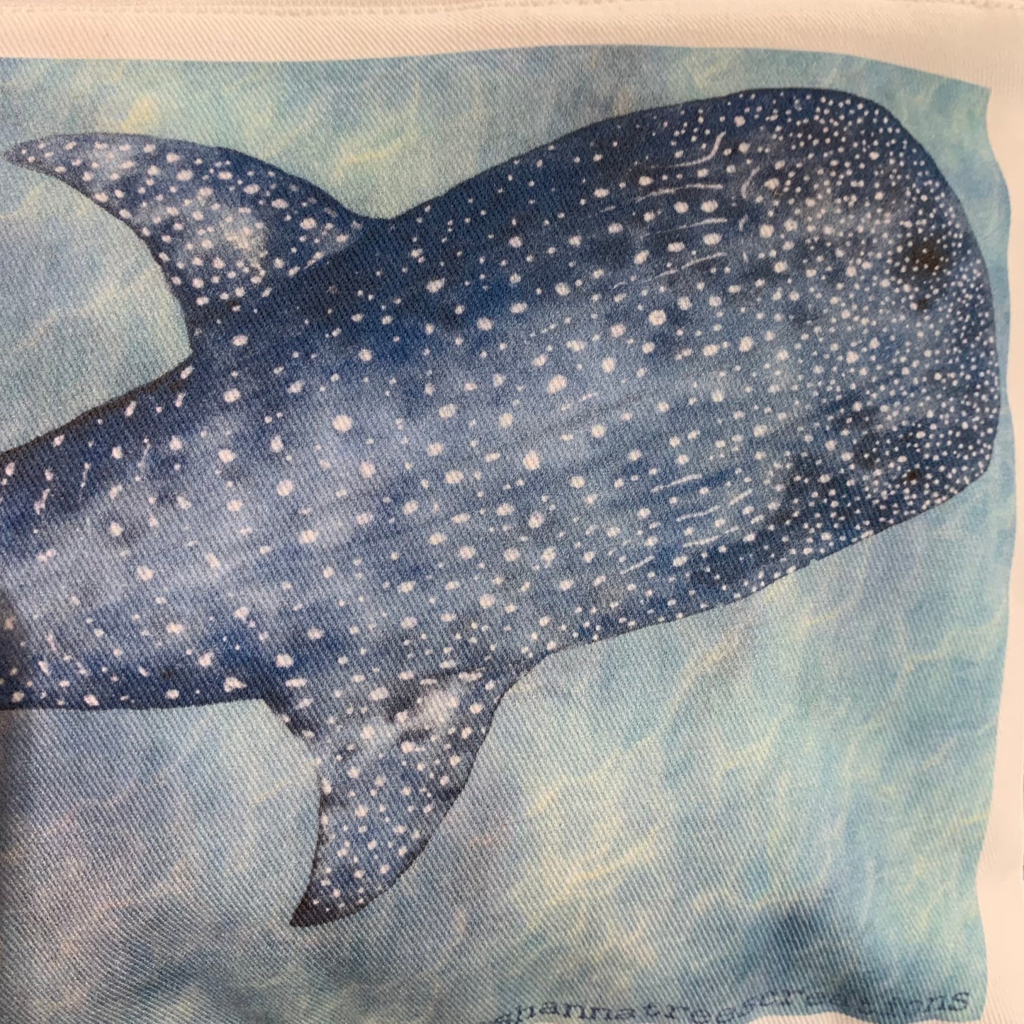 Shanna Trees Creations- "Whale Shark" Organic Cotton Zip Pouches- White