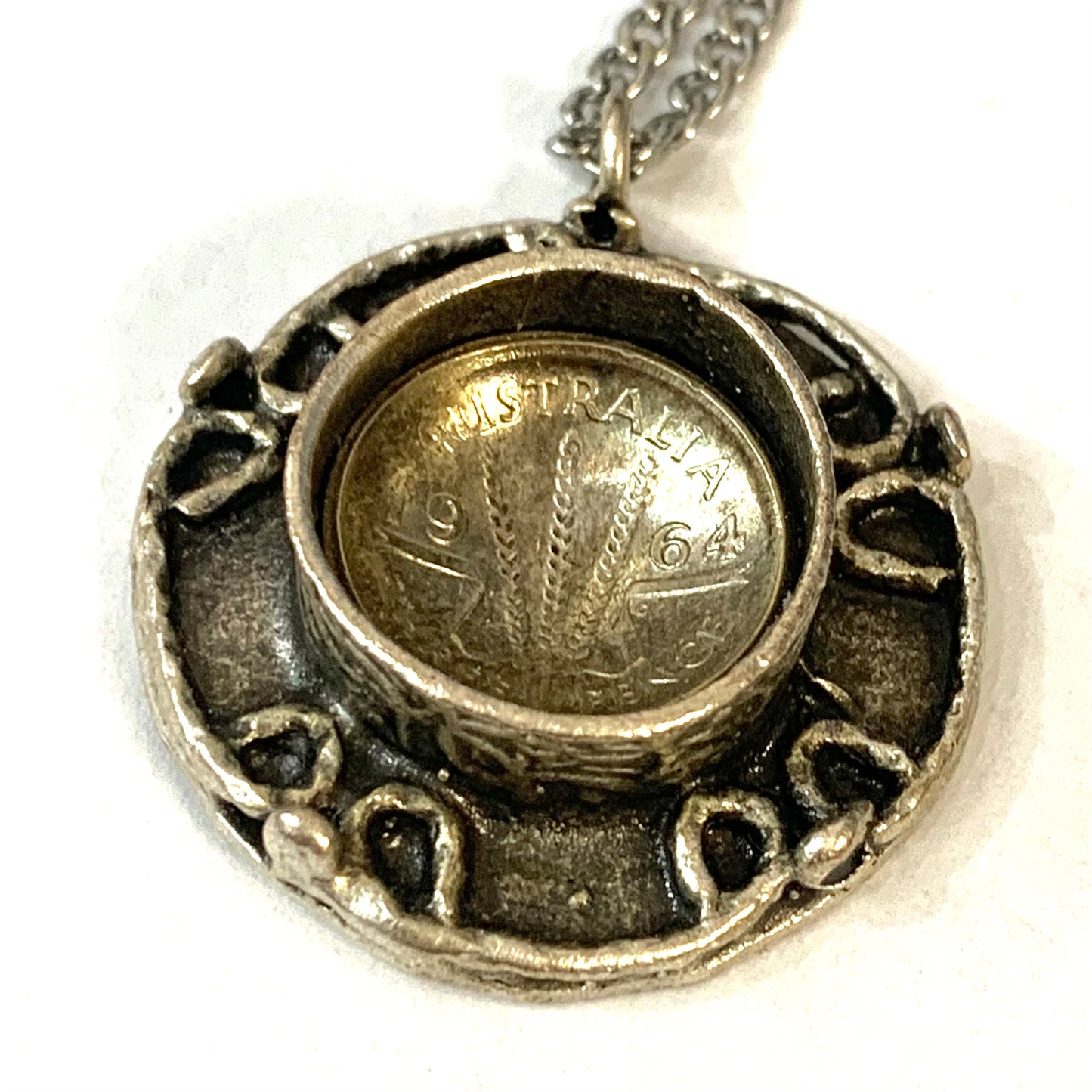 MOLLY MADE- "1964 Threepence" Reverse Domed Pendant Necklace