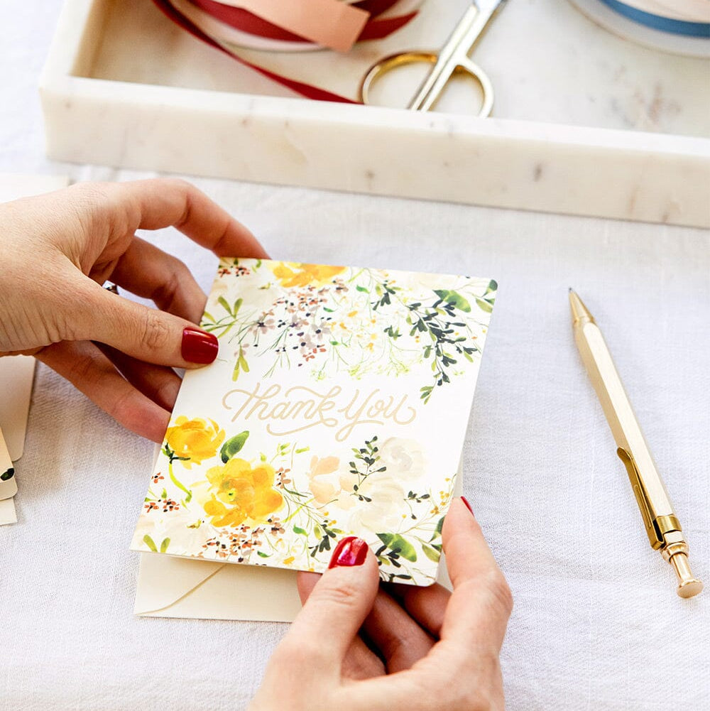 BESPOKE LETTERPRESS - "Thank you - Yellow Ranunculus" Greeting Card