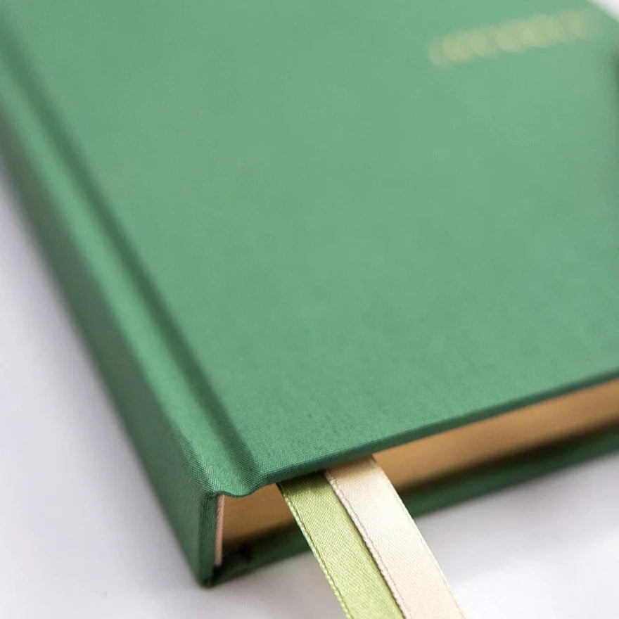 BESPOKE LETTERPRESS - Linen Bound Journal - Fern Green (Lined Journal)