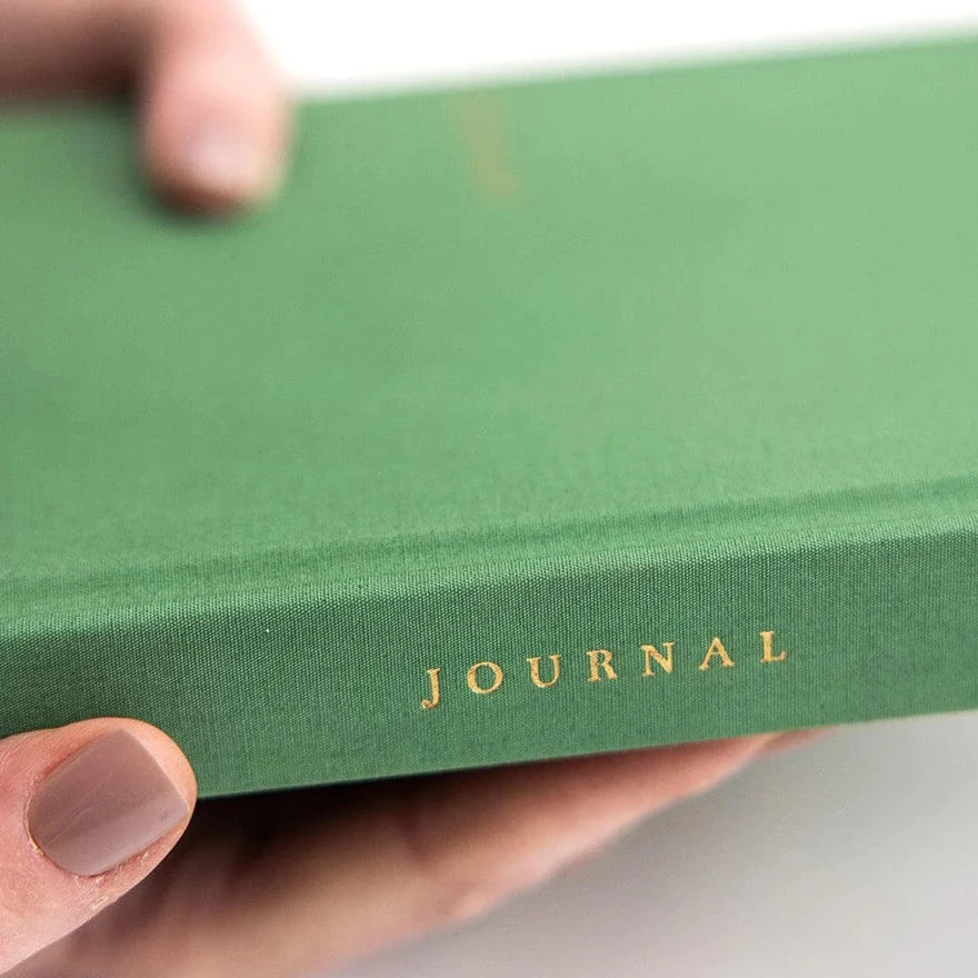 BESPOKE LETTERPRESS - Linen Bound Journal - Fern Green (Lined Journal)