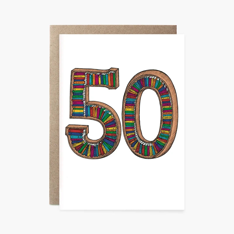 The Nonsense Maker- Fiftieth Birthday Bookcase- 50th Birthday Card