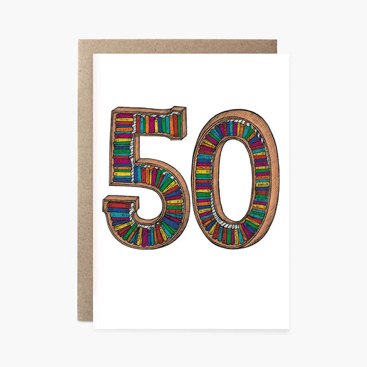 The Nonsense Maker- Fiftieth Birthday Bookcase- 50th Birthday Card