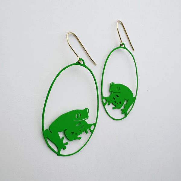 DENZ & CO- Froggy in Green - DANGLE EARRINGS