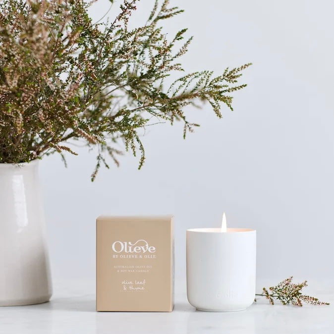OLIEVE AND OLIE- Olive Leaf & Thyme- Ceramic Candle