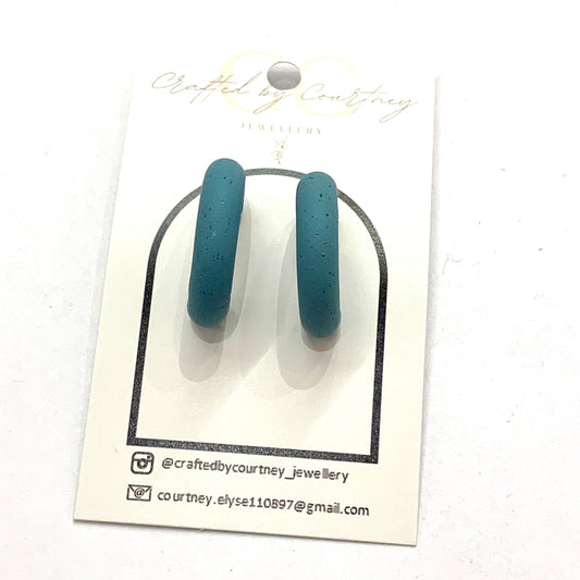 CRAFTED BY COURTNEY- Small Blue Loop Stud Earrings