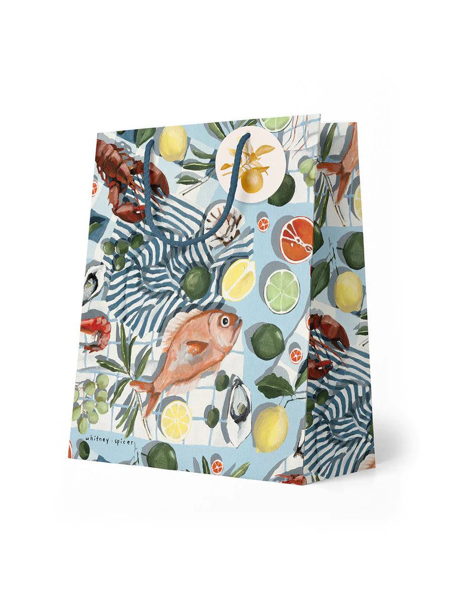 BESPOKE LETTERPRESS - "Fish & Citrus" Medium Gift Bag